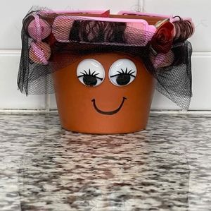 Handmade Pot Planters women eyelash hair roller funny eyes